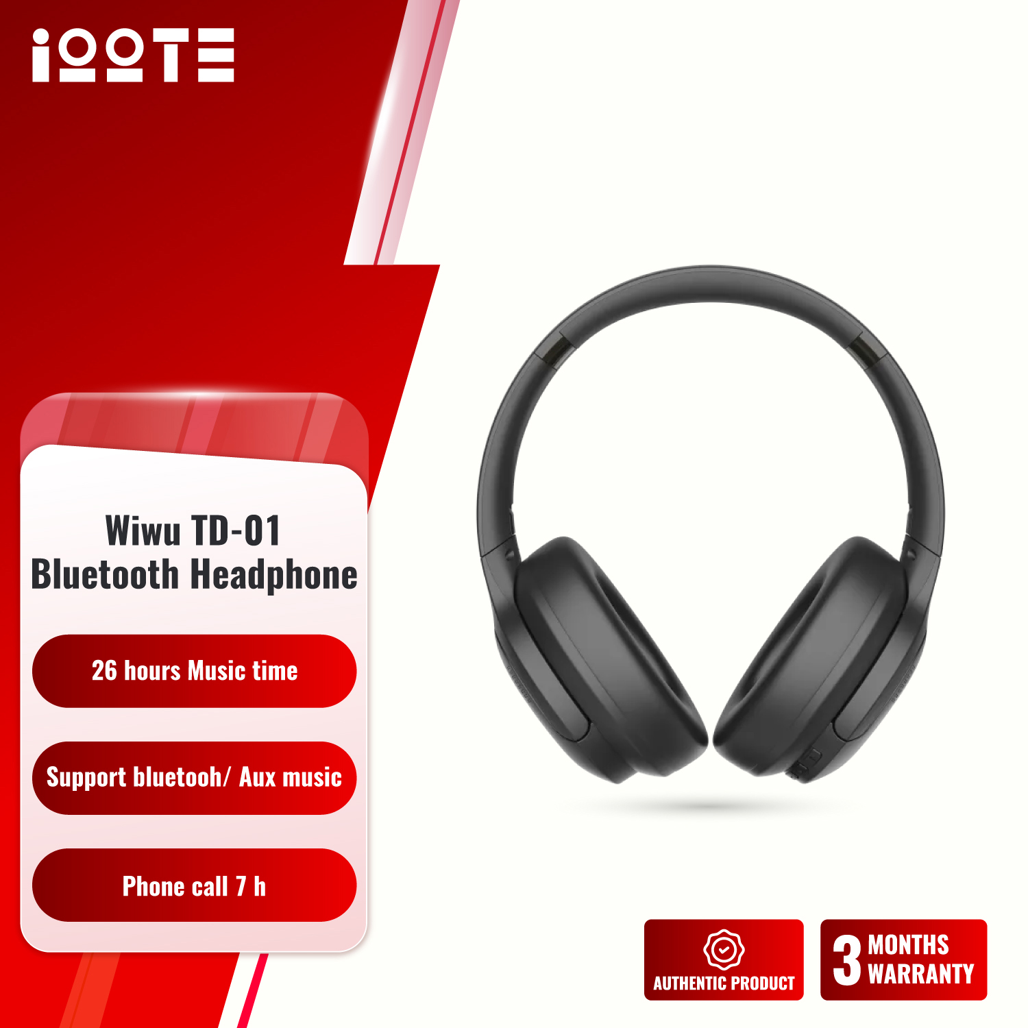 WiWU Stereo Bach Headset TD-01 Wireless Bluetooth Headphone  iOOTEonline shop bangladeshothoba.com