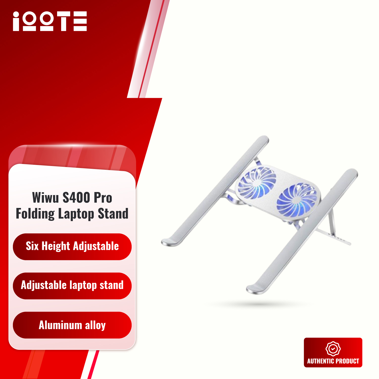 WiWu S400 Pro Folding Adjustable Aluminium Laptop Stand with Cooling Fan  iOOTEonline shop bangladeshothoba.com