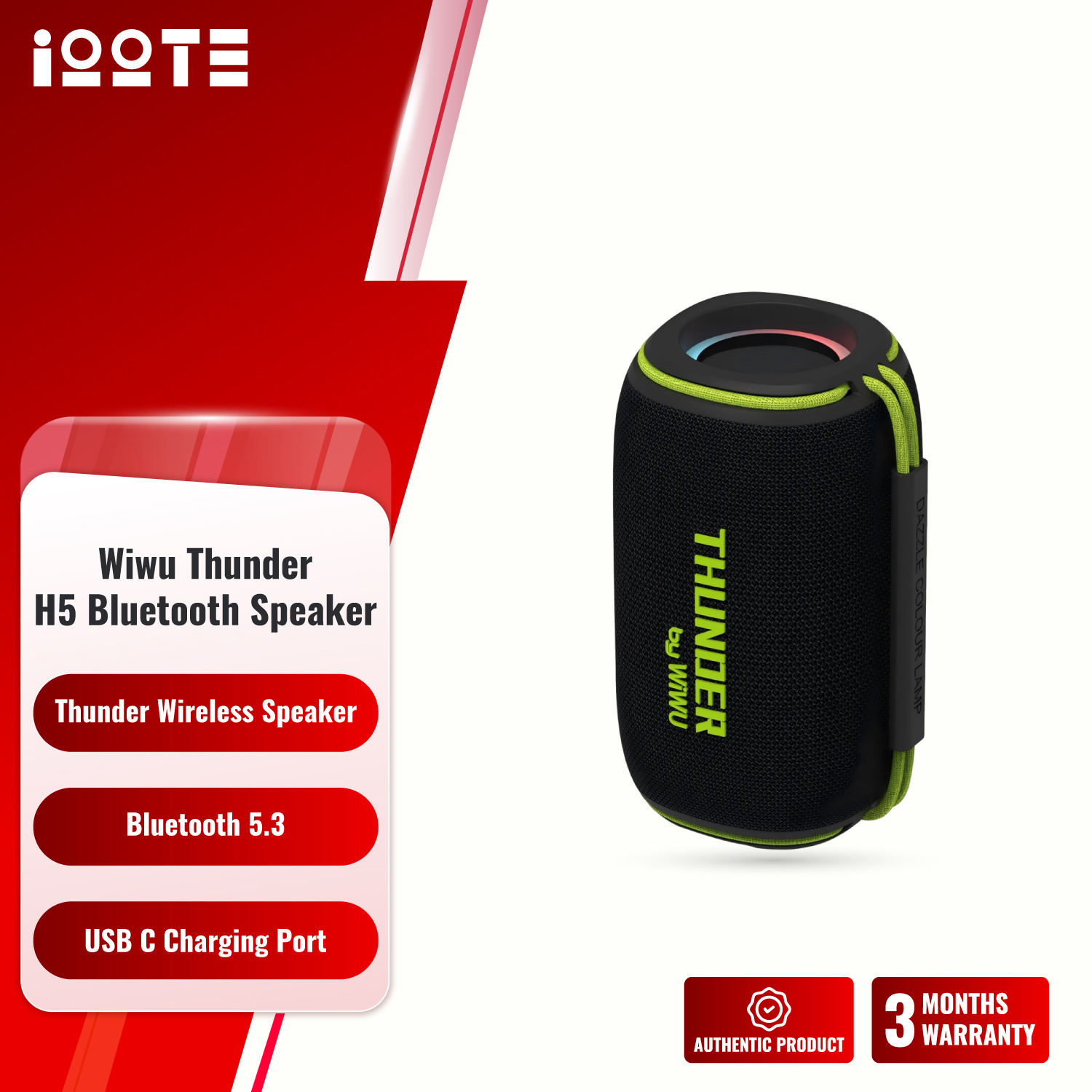 Wiwu Thunder H5 Bluetooth RGB Speaker 15W  iOOTEonline shop bangladeshothoba.com
