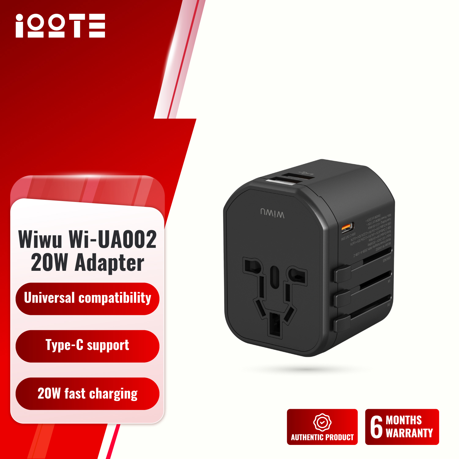 Wiwu Wi-UA002 20W Universal Travel Adapter  iOOTEonline shop bangladeshothoba.com