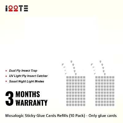 Picture of Mosalogic Sticky Glue Cards Refills (10 Pack) – Non-Toxic Fly Traps for Fruit Flies, Moths, Gnats – Safe for Kids & Pets [NO DEVICE]
