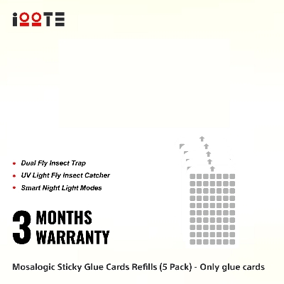 Picture of Mosalogic Sticky Glue Cards Refills (5 Pack) – Non-Toxic Fly Traps for Fruit Flies, Moths, Gnats – Safe for Kids & Pets [NO DEVICE]