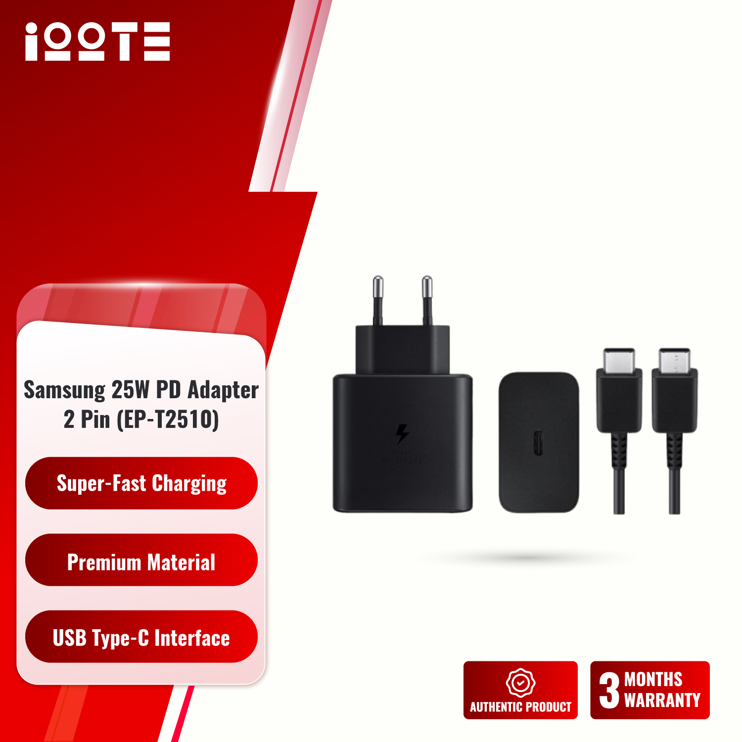 Picture of Samsung 25W PD Adapter with cable USB-C EP-T2510 (2 Pin)