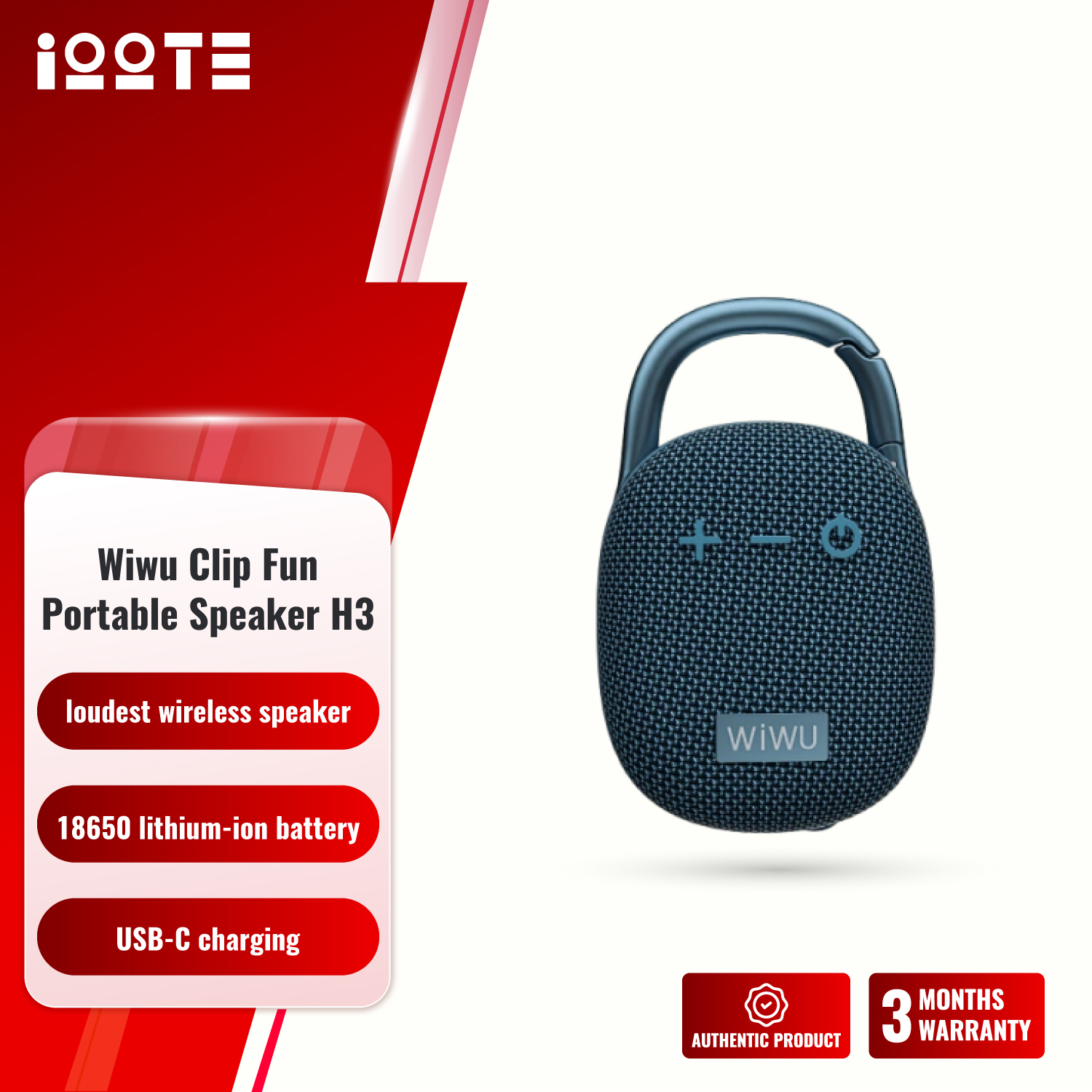 WiWU Clip Fun Portable Wireless Speaker H3  iOOTEonline shop bangladeshothoba.com