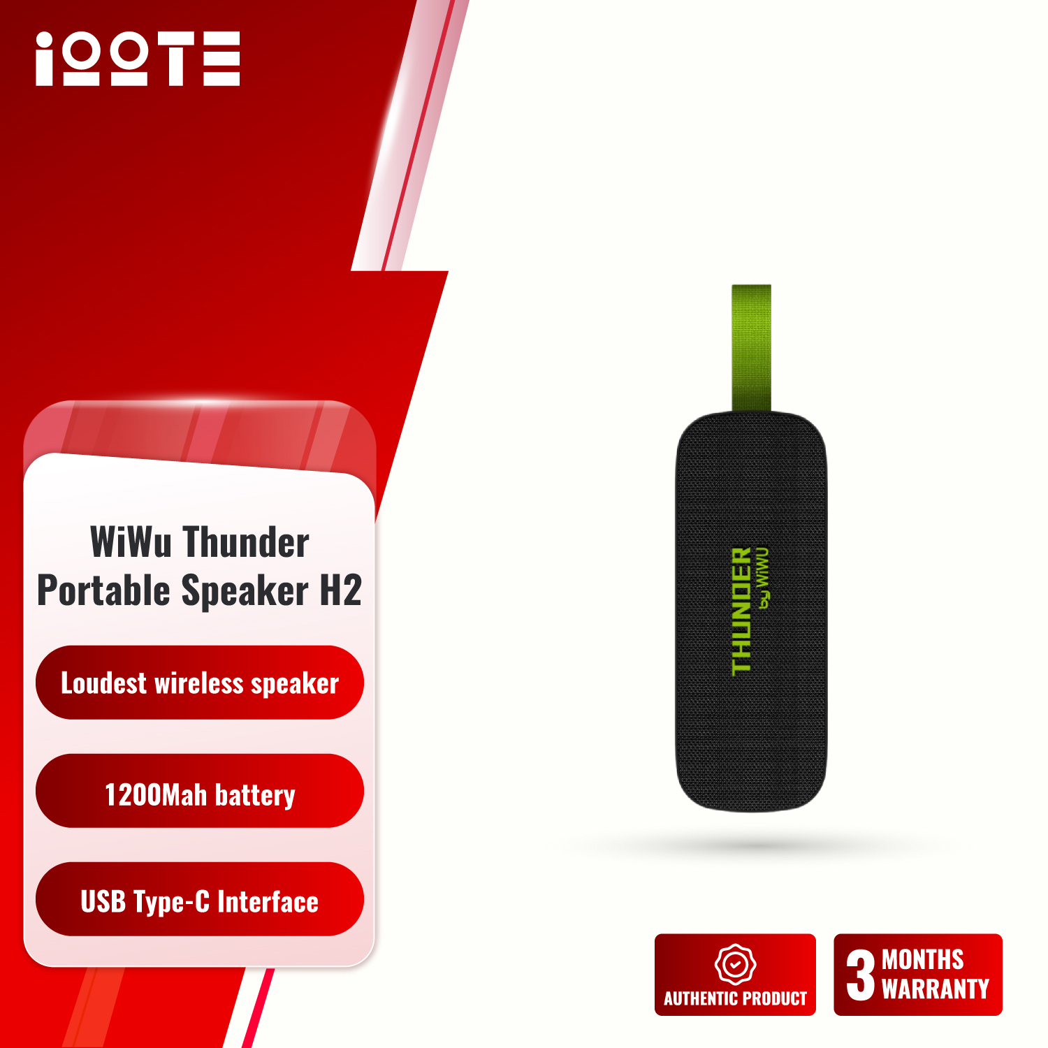 WiWU Thunder Wireless Portable Speaker H2  iOOTEonline shop bangladeshothoba.com