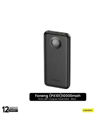 Picture of Foneng (PX101) 10000mah 22.5w with 3 outputs Power Bank - Black