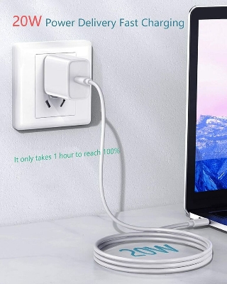 Picture of Apple 20W USB-C Power Adapter - iPhone Charger with Fast Charging Capability, Type C Wall Charger
