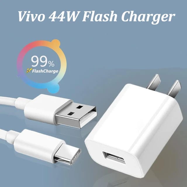 Picture of Vivo 44W Fast Charger Flash Charging Power Adapter With Usb Type C Cable For Vivo X70 X60 X50 Pro IQOO Neo855 Z5X S6 S7 Y5s