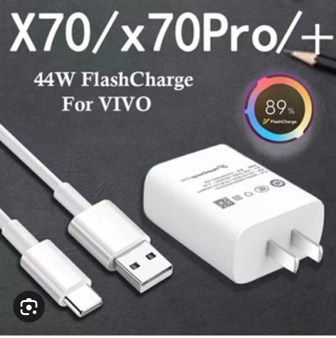 Picture of Vivo 44W Fast Charger Flash Charging Power Adapter With Usb Type C Cable For Vivo X70 X60 X50 Pro IQOO Neo855 Z5X S6 S7 Y5s