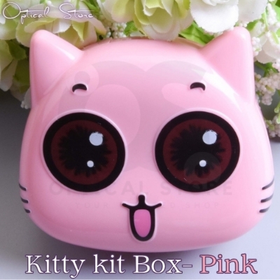 Picture of New Kitty Cat High Quality Shield Contact Lens Case With Mirror. 1pcs Kitty Cat Contact Lenses Container for All type of contact lens for travel and outdorr. Kitty Cat Travel Kit Box. #kitty.cat