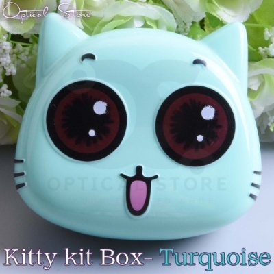 Picture of New Kitty Cat High Quality Shield Contact Lens Case With Mirror. 1pcs Kitty Cat Contact Lenses Container for All type of contact lens for travel and outdorr. Kitty Cat Travel Kit Box. #kitty.cat