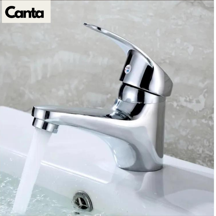 Picture of Bathroom Sink Chrome Finish Single Handle Basin Faucet Water Tap