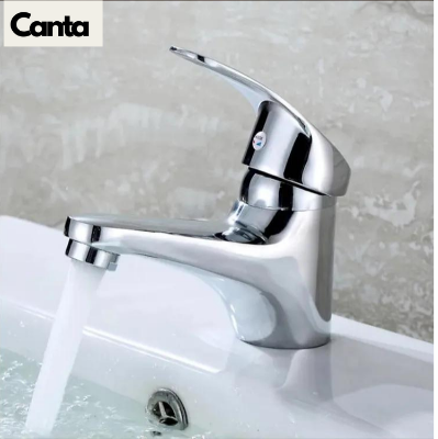 Picture of Bathroom Sink Chrome Finish Single Handle Basin Faucet Water Tap