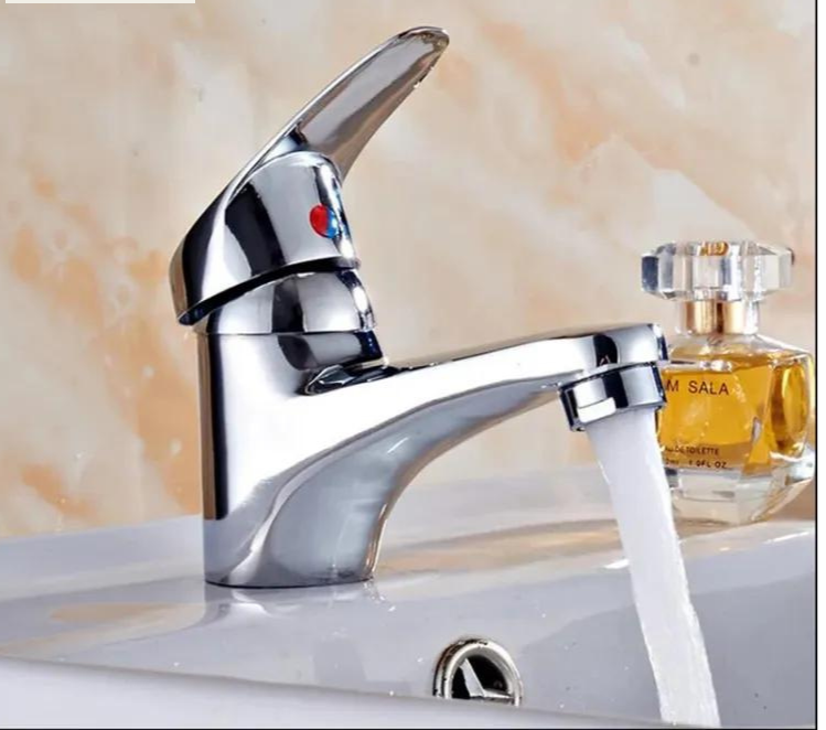 Picture of Bathroom Sink Chrome Finish Single Handle Basin Faucet Water Tap