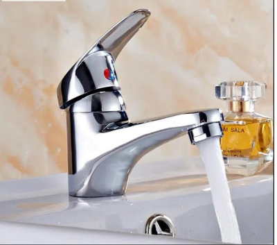 Picture of Bathroom Sink Chrome Finish Single Handle Basin Faucet Water Tap