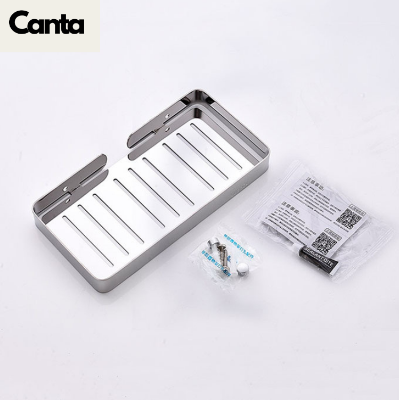 Picture of Bathroom Soap case big size adjustable two soap together Stainless steel SUS304 wall mounted Self Adhesive Drain Soap Sponge rack