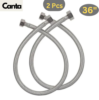 Picture of Geyser Pipe, Hose pipe QuickFlex Water Heater Connector, Water Heater Connector, Push-To-Connect, Copper, PEX, CPVC Corrugated SS Hose,36-inch, 304 Grade Stainless Steel Connection Pipe, (2 Pec. Set)