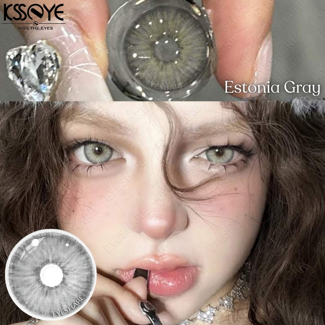 Picture of New Ksseye Estonia Gray Color Contact Lens With Regular Kit Box For Men and Women. 1 Pair Ksseye Color Contact Lens For Eye Makeup and Cosmetics.Estonia Series. #estonia