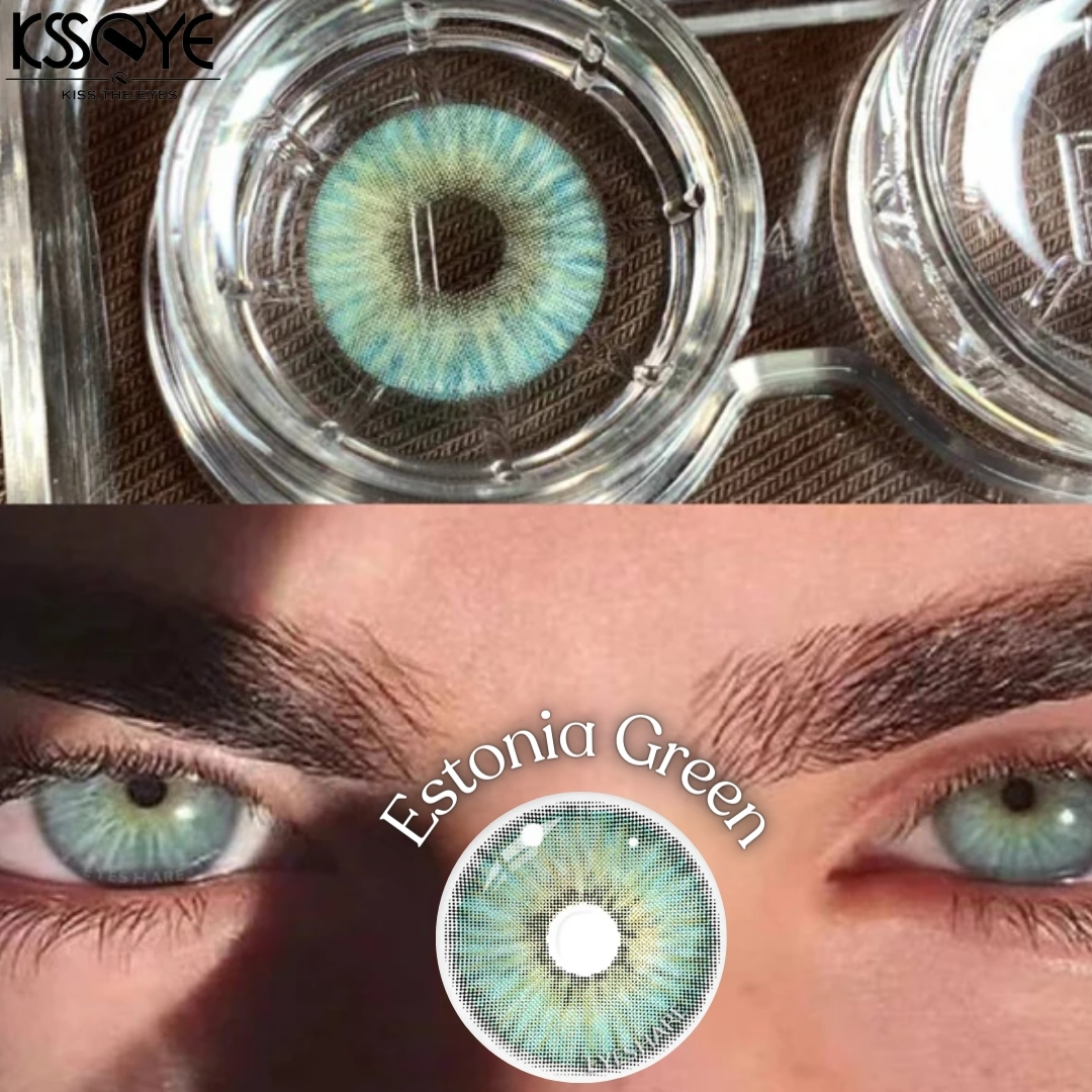 Picture of New Ksseye  Estonia Green Color Contact Lens With Regular Kit Box For Men and Women. 1 Pair Ksseye Color Contact Lens For Eye Makeup and Cosmetics.Ksseye Estonia Series. #estonia