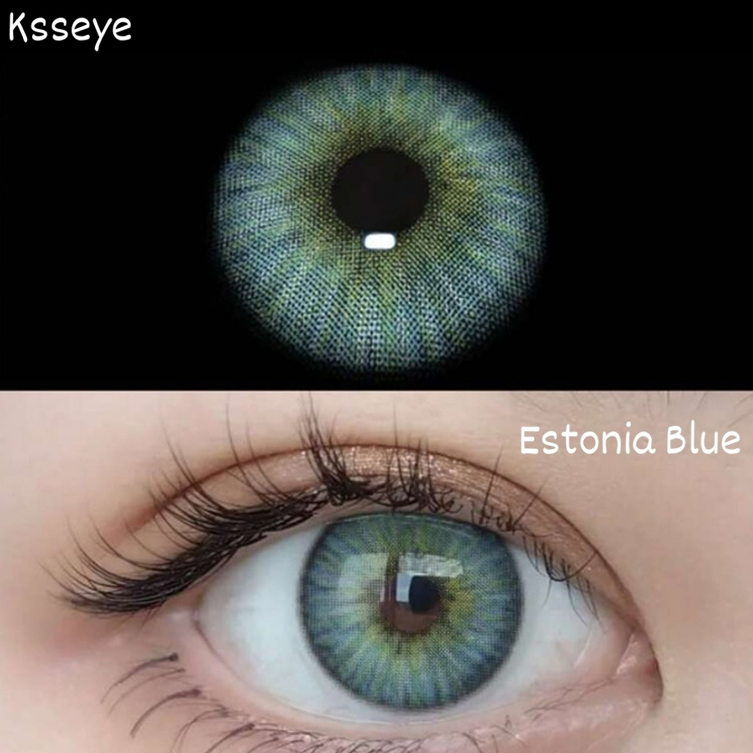 Picture of New Estonia Blue Color Contact Lens With Regular Kit Box For Men and Women. 1 Pair Ksseye Color Contact Lens For Eye Makeup and Cosmetics.Estonia Series. #estonia