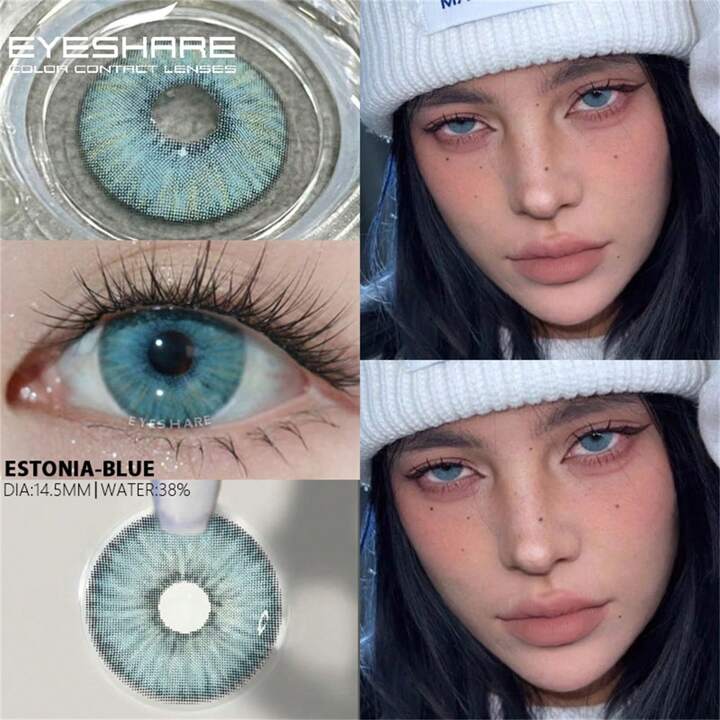 Picture of New Estonia Blue Color Contact Lens With Regular Kit Box For Men and Women. 1 Pair Ksseye Color Contact Lens For Eye Makeup and Cosmetics.Estonia Series. #estonia