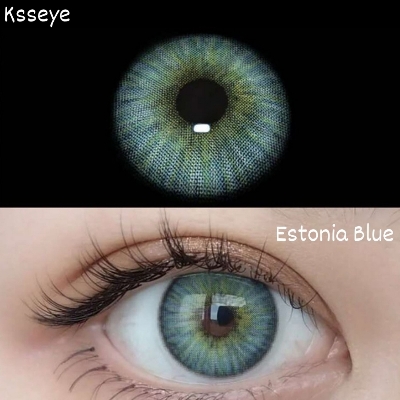 Picture of New Estonia Blue Color Contact Lens With Regular Kit Box For Men and Women. 1 Pair Ksseye Color Contact Lens For Eye Makeup and Cosmetics.Estonia Series. #estonia