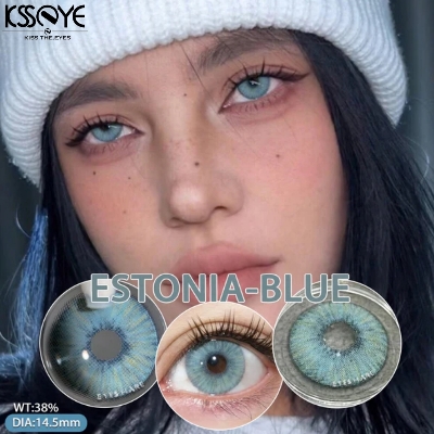Picture of New Ksseye Estonia Blue Color Contact Lens With Regular Kit Box For Men and Women. 1 Pair Ksseye Color Contact Lens For Eye Makeup and Cosmetics.Ksseye Estonia Series. #estonia