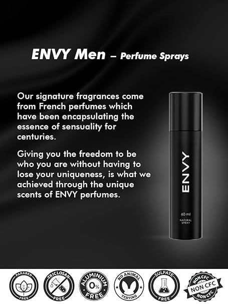 Picture of ENVY Natural Spray Perfume For Men - 60ML | Long Lasting Eau Da Parfum for Men
