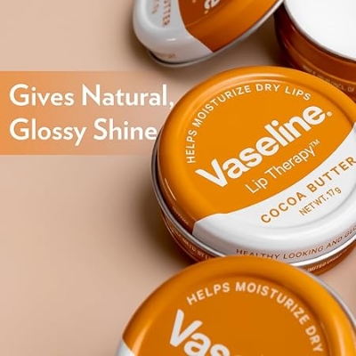 Picture of Vaseline Lip Tins Cocoa Butter, 17G|Infused With Cocoa Butter For Hydration & Glossy Shine, Transparent
