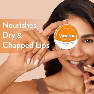 Picture of Vaseline Lip Tins Cocoa Butter, 17G|Infused With Cocoa Butter For Hydration & Glossy Shine, Transparent