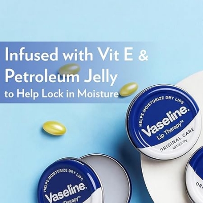 Picture of Vaseline Lip Tins Original Care, 17G|Infused With Vitamin E To Hydrate & Moisturize Dry Lips, Transparent