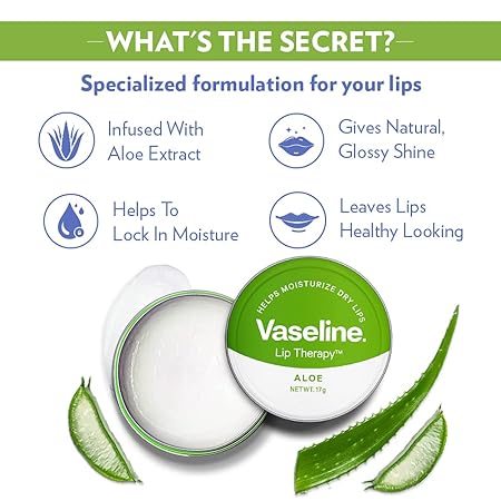 Picture of Vaseline Lip Tins Aloe|| 17g | Infused with Aloe Extracts for Lip Hydration & Natural Shine