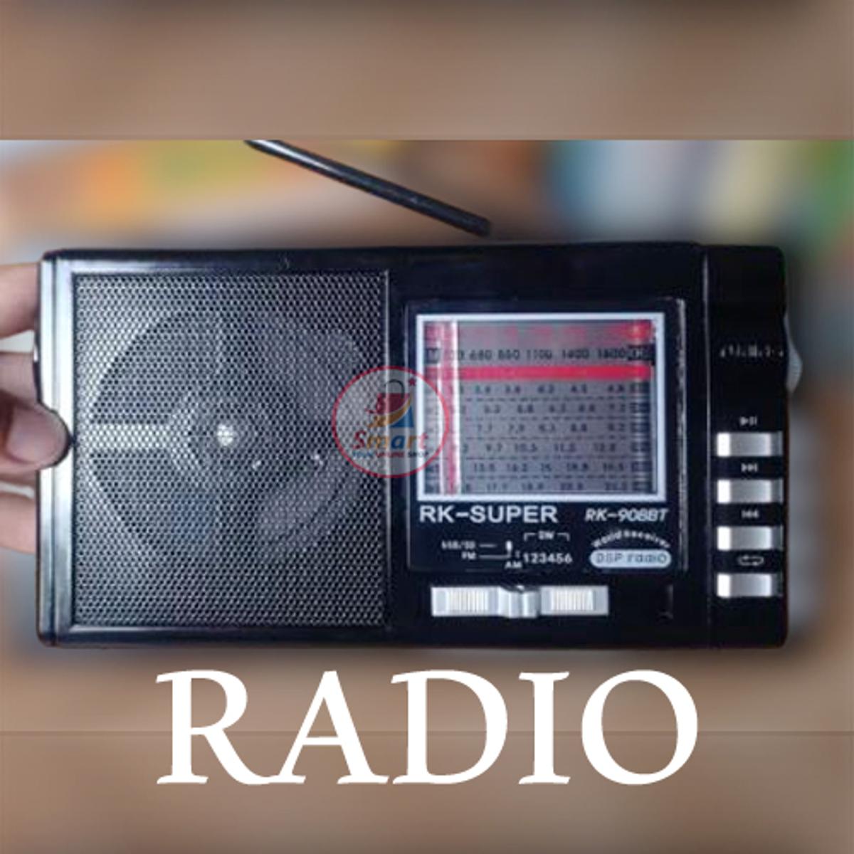 Picture of RK-908,  8 Band (FM/AM/SW1-6), Rechargeable Battery, USB, SD Card Slot, RK Super 2 way Battery Backup AC/DC  With USB/SD Music Player Radio RK Super AC/DC RK-908