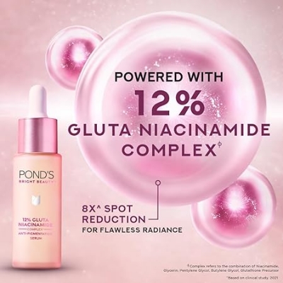 Picture of POND'S Bright Beauty Corrects Dark Spot & Pigmentation Serum for Flawless Radiance, 12% Gluta-Niacinamide Complex Face Serum - 28ml