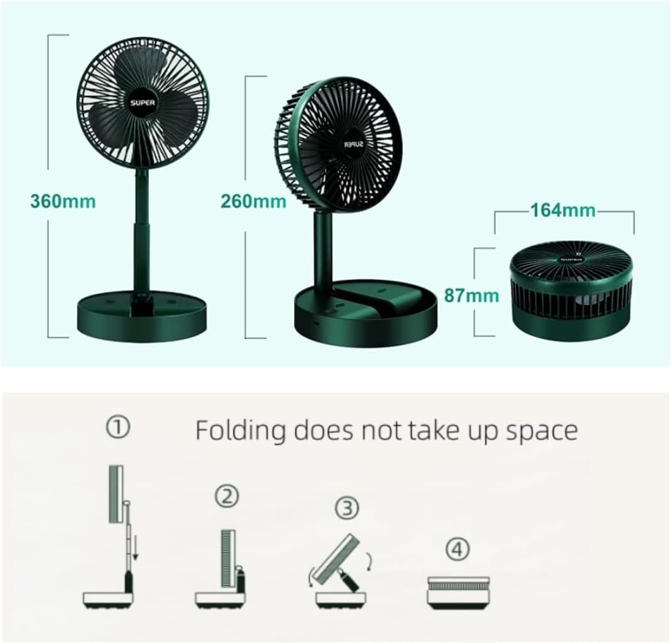 Picture of Portable USB Rechargeable Fan Telescopic Folding Desktop Fan Low Noise High Battery Life Standby Electric Fan for Office House
