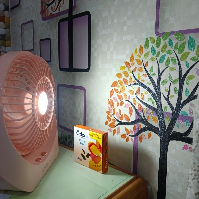 Picture of JYSUPER JY-1881 Rechargeable Wind Up-Down Movable Desk Fan With LED Lamp