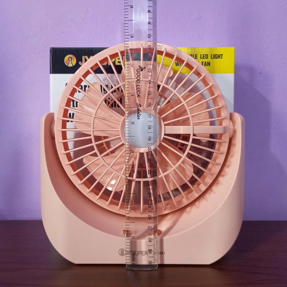 Picture of JYSUPER JY-1881 Rechargeable Wind Up-Down Movable Desk Fan With LED Lamp