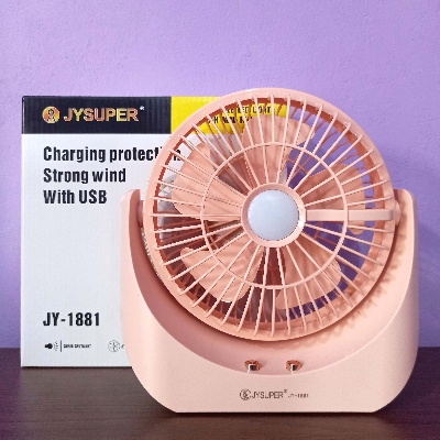 Picture of JYSUPER JY-1881 Rechargeable Wind Up-Down Movable Desk Fan With LED Lamp