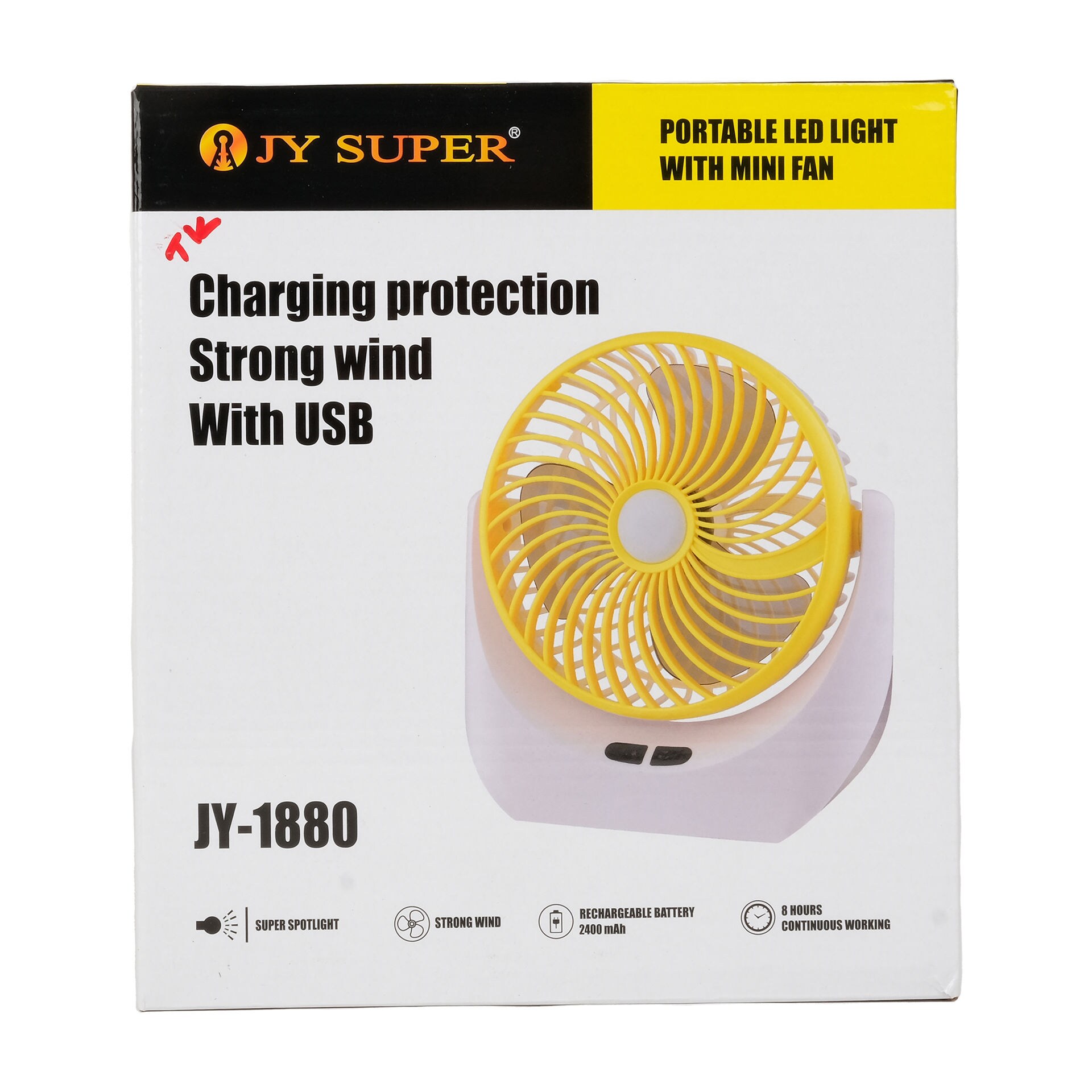 Picture of Lithium rechargeable mini table air cooling fan with LED light JY SUPER 1880 Battery Power - 2400 mAh Place of Origin: CHINA