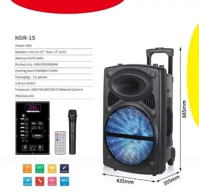 Picture of Trolly Speaker Karaoke Rechargeable Bluetooth 12 Inch