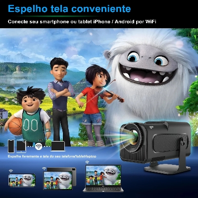 Picture of HY320 Portable Auto Keystone Projector,FHD 1080P Smart Projector Support 10000 Lumens with WiFi 6, BT 5.0, 180 Degree Rotation, Built-in Android 11.0