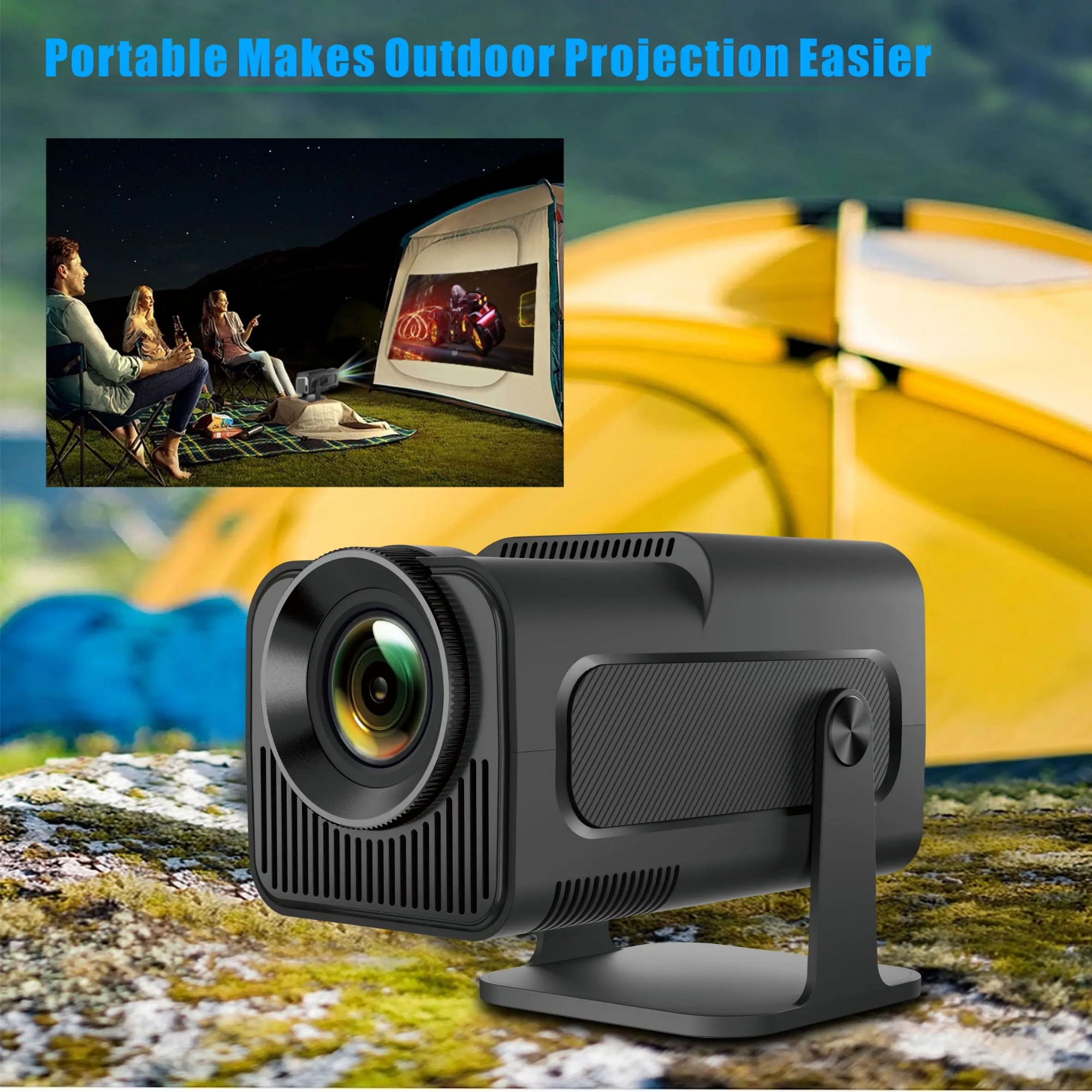 Picture of HY320 Portable Auto Keystone Projector,FHD 1080P Smart Projector Support 10000 Lumens with WiFi 6, BT 5.0, 180 Degree Rotation, Built-in Android 11.0