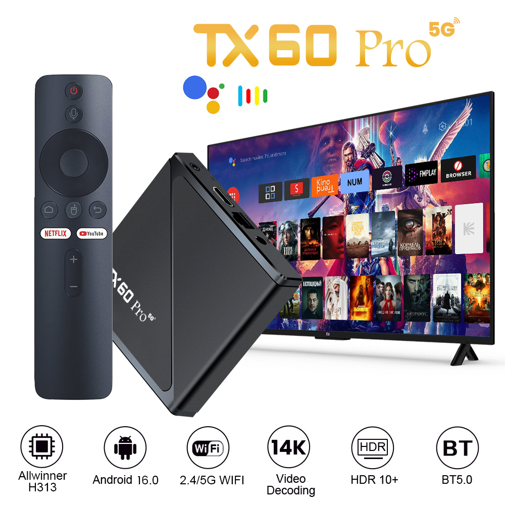 Picture of TX60 Pro 16GB 256GB Android 16 5G 14K ULTRA HD Android Smart TV - Television Box Voice Remote, Bluetooth, Free Dish Channel with Warranty