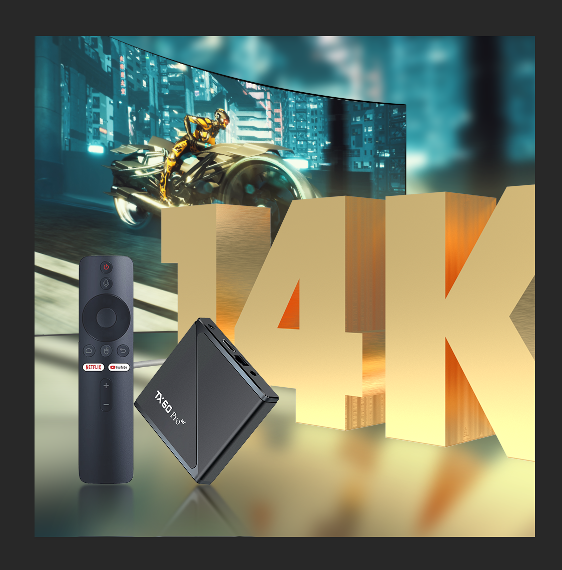 Picture of TX60 Pro 16GB 256GB Android 16 5G 14K ULTRA HD Android Smart TV - Television Box Voice Remote, Bluetooth, Free Dish Channel with Warranty