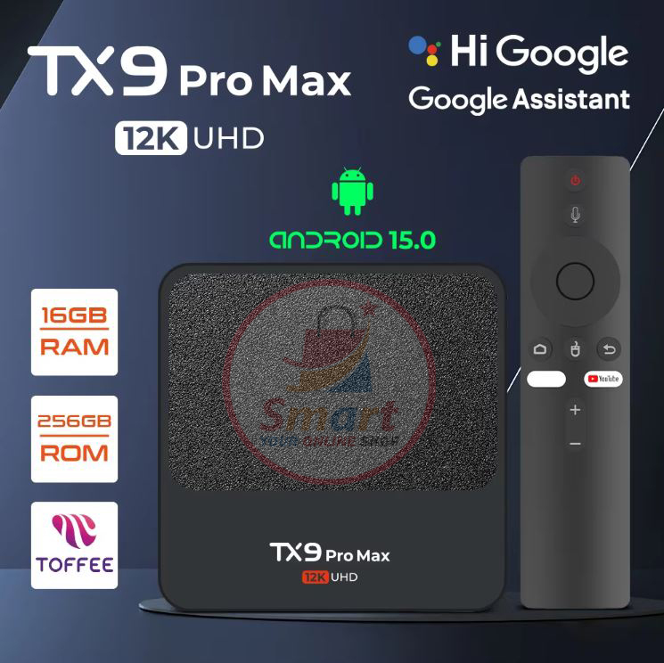 Picture of TX9 Pro Max 12K UHD 2G+5G 16GB RAM 256GB Rom Voice Control Bluetooth Remote Free Dish Channel