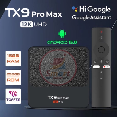 Picture of TX9 Pro Max 12K UHD 2G+5G 16GB RAM 256GB Rom Voice Control Bluetooth Remote Free Dish Channel