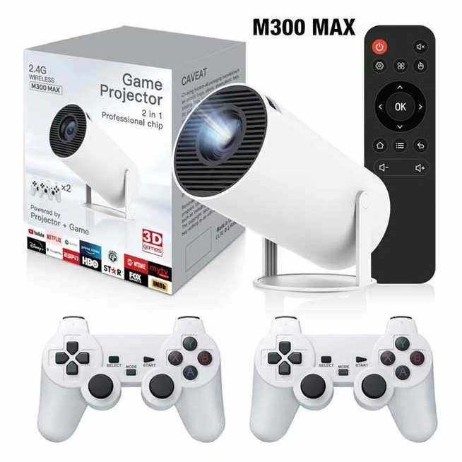 Picture of M300 Max Game Projector, 2.4g Wireless M300 Max Game, 20,000+ Retro Games, Smart HD Projector with WiFi and Bluetooth, 4K Mini Game Video Projector