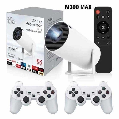 Picture of M300 Max Game Projector, 2.4g Wireless M300 Max Game, 20,000+ Retro Games, Smart HD Projector with WiFi and Bluetooth, 4K Mini Game Video Projector