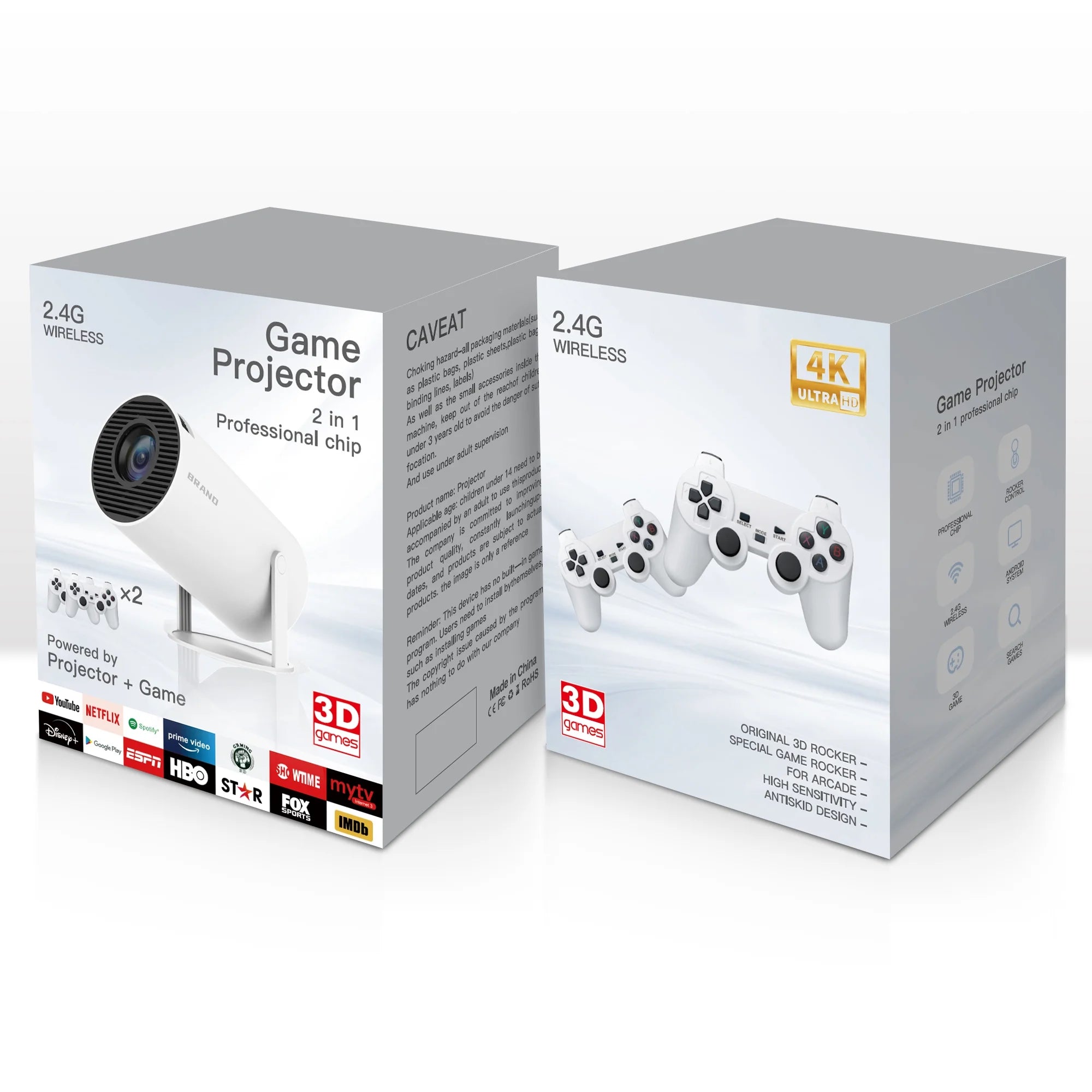 Picture of M300 Max Game Projector, 2.4g Wireless M300 Max Game, 20,000+ Retro Games, Smart HD Projector with WiFi and Bluetooth, 4K Mini Game Video Projector