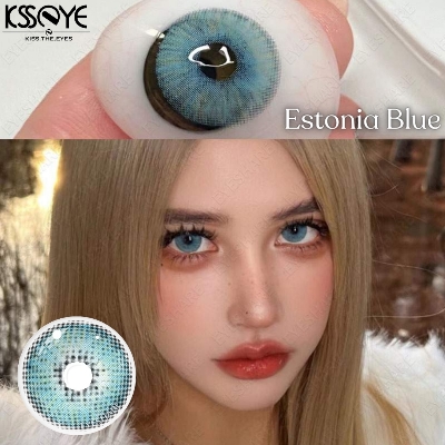 Picture of New Estonia Blue Color Contact Lens With Regular Kit Box For Men and Women. 1 Pair Ksseye Color Contact Lens For Eye Makeup and Cosmetics.Estonia Series. #estonia